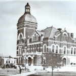 remodeled courthouse and monument